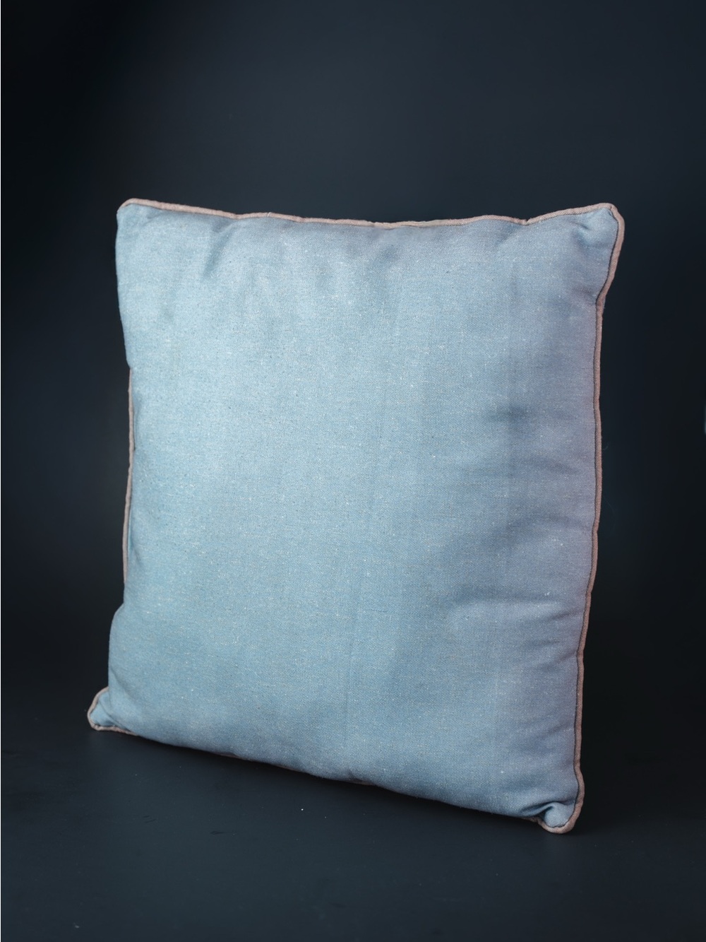 Teal Decorative Square Pillow with Gray Piping